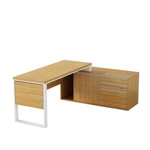 Rohový kancelářský stůl s komodou Houseland Nuvia Home 04 194 cm dub/bílý obraz