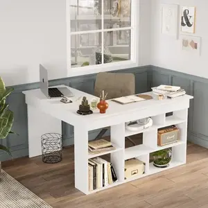 Rohový psací stůl Houseland Rex bílý obraz