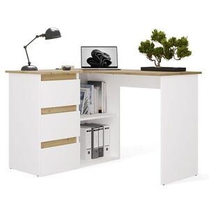 TP Living Rohový psací stůl Nicea levý dub artisan/bílý obraz