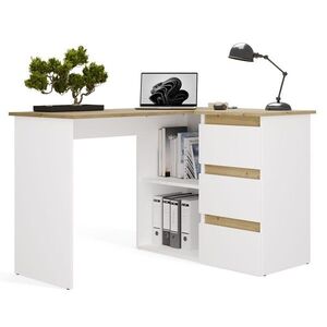 TP Living Rohový psací stůl Nicea pravý dub artisan/bílý obraz