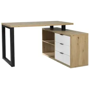 ADRK Rohový psací stůl ROMARO dub artisan/bílý obraz
