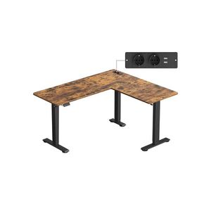 SONGMICS Rohový výškově nastavitelný pracovní stůl Vasagle Grey 160 cm hnědý/černý obraz