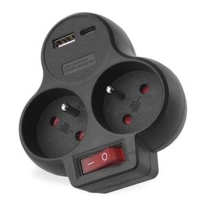 EMOS Rozbočovací zásuvka se 2 vypínači a USB porty Ramirez černá obraz