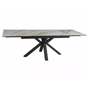 Signal Rozkládací jídelní stůl Columbus Ceramic 160/240 cm bílý mramor/černý mat obraz