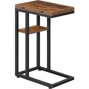 Rozkládací odkládací stolek Vasagle Bromy 26/52 cm hnědý/černý obraz