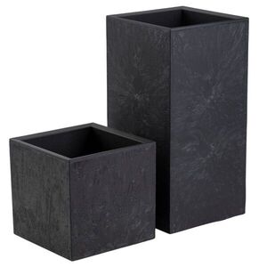 HowHomely Sada 2 ks květináčů BETONIQUE 30x30/30x60 cm černá obraz