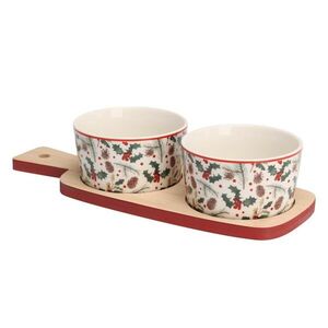 Koopman Sada 2 ks porcelánových misek s podnosem PORCELO vícebarevná obraz