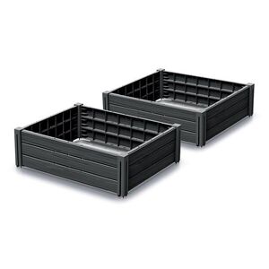 Prosperplast Sada 2 ks vyvýšených záhonů Bas Planty 75, 6 cm antracitová obraz