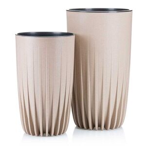 HowHomely Sada 2 květináčů STRIPPED ECO Latte obraz