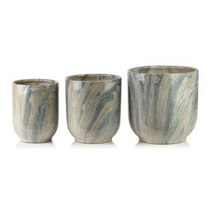 Mondex Sada 3 ks keramických květináčů NEVA MARBLE IV hnědá/šedá obraz