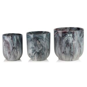 Mondex Sada 3 ks keramických květináčů NEVA MARBLE V modrá/šedá obraz