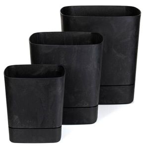 HowHomely Sada 3 ks květináčů Cubi 16x16/19x19/25x25 cm černý beton obraz