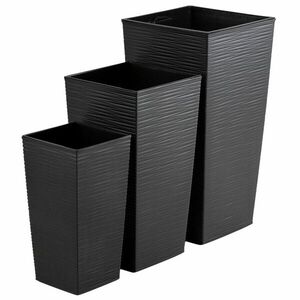 HowHomely Sada 3 ks květináčů Porto Riflo 57x29, 5/46x24, 7/36, 6x18, 9 cm černá obraz