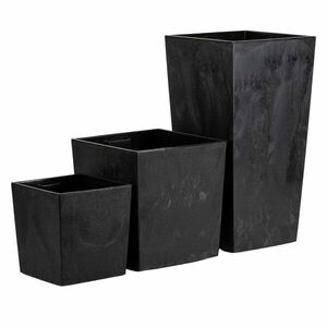 HowHomely Sada 3 ks květináčů Walter černý beton obraz