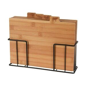 Excellent Houseware Sada 4 ks bambusových prkének na krájení ve stojanu TIMBER hnědá obraz