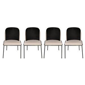 Kalune Design Sada 4 ks jídelních židlí Dore samet černá/krémová obraz