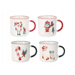 Excellent Houseware Sada 4 ks porcelánových hrnků CHRISTMAS LAUGHT 4x200 ml vícebarevný obraz