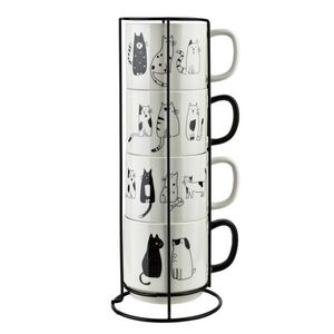 Affekdesign Sada 4 ks porcelánových hrnků COTTELLO 370 ml bílá/černá obraz