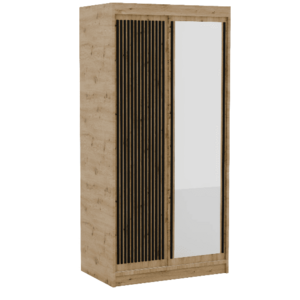 ADRK Šatní skříň Deliah s posuvnými dveřmi a zrcadlem 120 cm dub Artisan/černá obraz