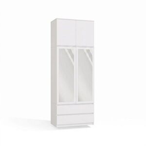 TP Living Šatní skříň s nástavcem a zrcadlem Malwa SS-90 90 cm bílá obraz