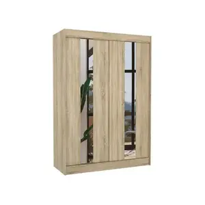 ADRK Šatní skříň s posuvnými dveřmi a zrcadlem Balaton 150 cm dub Sonoma obraz