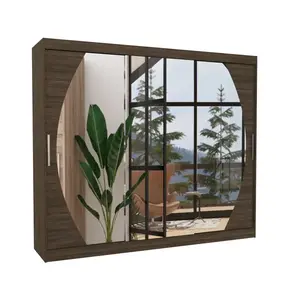 ADRK Šatní skříň s posuvnými dveřmi a zrcadlem Camb 250 cm Choco obraz
