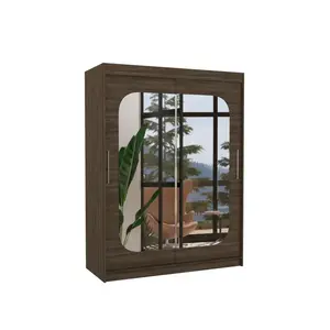 ADRK Šatní skříň s posuvnými dveřmi a zrcadlem Claver 150 cm Choco obraz