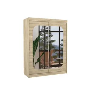 ADRK Šatní skříň s posuvnými dveřmi a zrcadlem Claver 150 cm dub Sonoma obraz