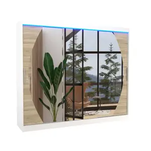 ADRK Šatní skříň s posuvnými dveřmi, zrcadlem a LED osvětlením Camb 250 cm bílá/dub Sonoma obraz