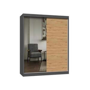 TP Living Šatní skříň se zrcadlem Iga A/B 160 cm antracit/dub artisan obraz