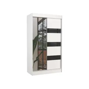 ADRK Šatní skříň se zrcadlem Touran 120 cm bílá/černá obraz