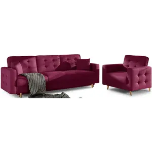 Eltap Sedací souprava ASGARD 3+1 Mat Velvet 68 vínová obraz