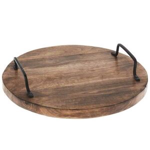 Excellent Houseware Servírovací podnos OLEA 30 cm z masivu hnědý obraz