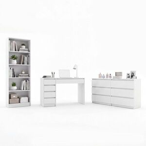 TP Living Sestava psacího stolu Arto, komody Malwa M6 a knihovny R60 bílá obraz