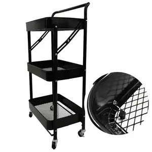 Kontrast Skládací pojízdný regál Piko 82 cm černý obraz