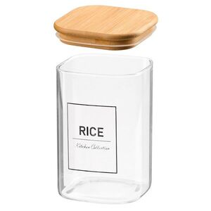 VIVALTO Skleněná kuchyňská dóza na rýži RICE 1, 2 l bambus/čírá obraz