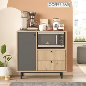 Skříňka na mikrovlnku Houseland Royce 01 dub Castello/antracitově šedá obraz