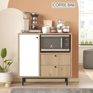 Skříňka na mikrovlnku Houseland Royce 01 dub Castello/bílá obraz