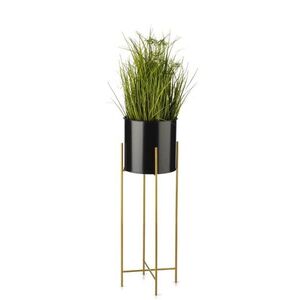 HowHomely Stojací květináč GOLDEN 75 cm černý obraz