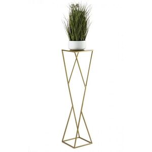 HowHomely Stojan na květiny LOFT I zlatý 100 cm obraz