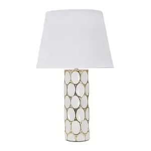 Mauro Ferretti Stolní lampa Glam Carv 56 cm bílo-zlatá obraz