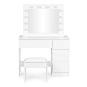 MODERNHOME Toaletní stolek s LED osvětlením a taburetem Rety 94 cm bílý II obraz