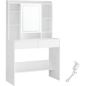 SONGMICS Toaletní stolek Vasagle Berny 90 cm se zrcadlem a LED osvětlením bílý obraz