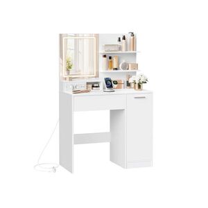 SONGMICS Toaletní stolek Vasagle Cimo se zrcadlem a LED osvětlením 80 cm bílý obraz