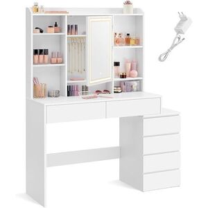 SONGMICS Toaletní stolek Vasagle Ginny 117 cm s LED osvětlením bílý obraz