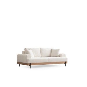 Hanah Home Třímístní pohovka Eti 220 cm bílá/dub přírodní obraz