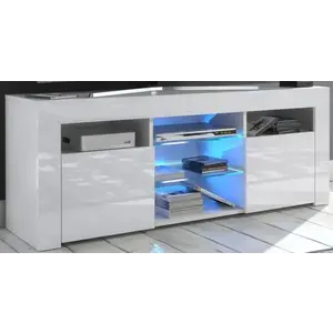 Szynaka TV stolek Puzzo 120 cm bílý lesk obraz