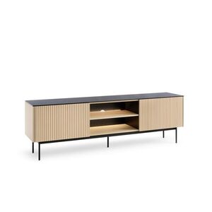 Piaski TV stolek s LED osvětlením Orta 180 cm černý/dub Vicenza obraz