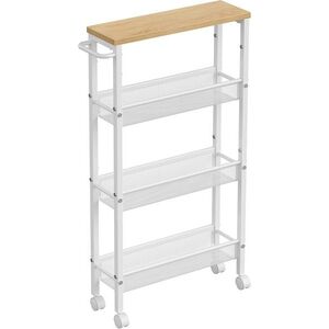SONGMICS Úzký pojízdný kuchyňský regál Vasagle Compi 41 cm bílý/hnědý obraz