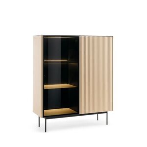 Piaski Vitrína s LED osvětlením Orta 107 cm černá/dub Vicenza obraz